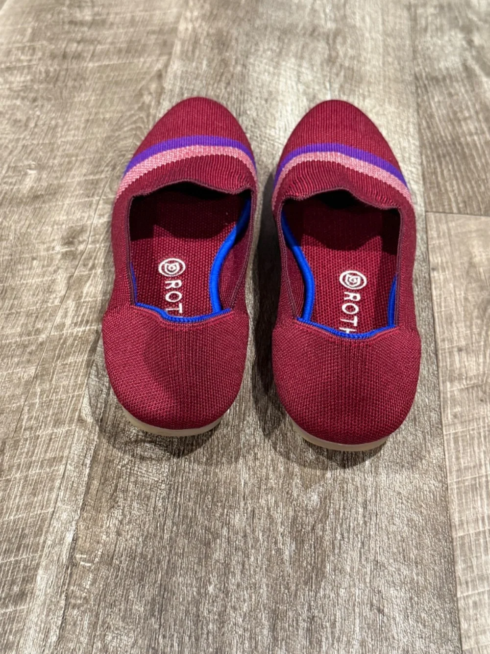 Rothy’s Garnet Reflective Stripe Loafers EUC Womens size 10
